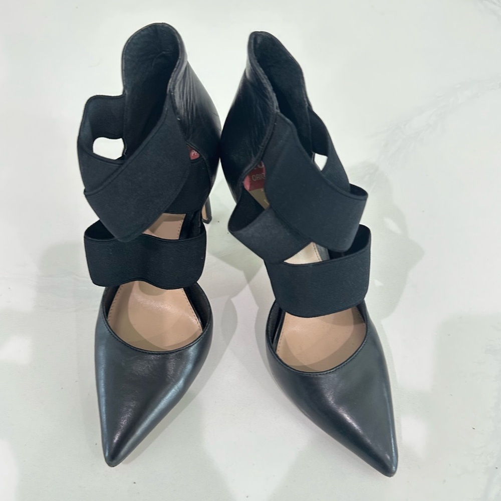 Vince Camuto Black Strappy Pointed-Toe Heels